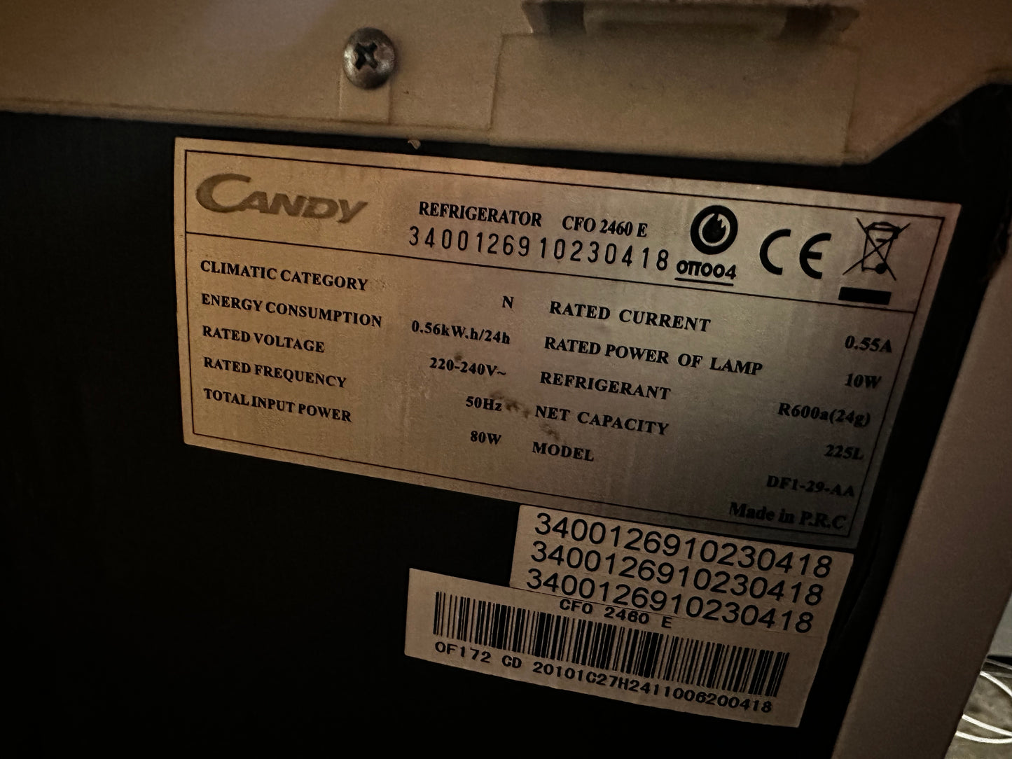 Frigo 1 portes candy